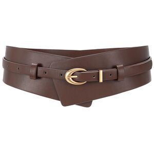 9299 Women Wide Leather Belt Fashion Ladies Dress 2-in-1 Waistband